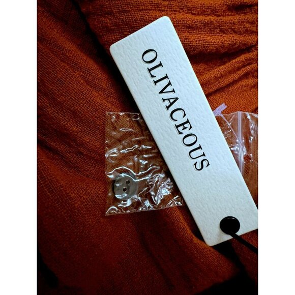 Olivaceous Rust Tired Ruffle Gypsy Sleeve 100% Cotton Gauze Top Blouse Sz S NEW - Picture 6 of 6